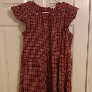 Red Plaid Midi Dress